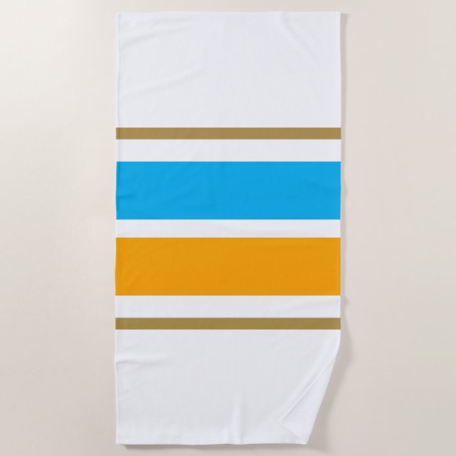 Weite, orange gelbe Himmel Blaue Streifen Strandtuch (Vorderseite)