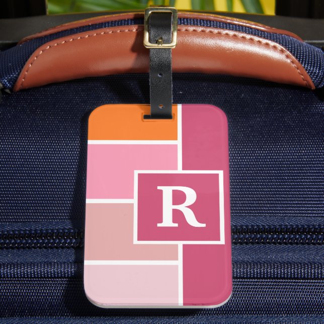 Weite Streifen mit Monogramm Gepäckanhänger (Vorderseite Insitu 2)