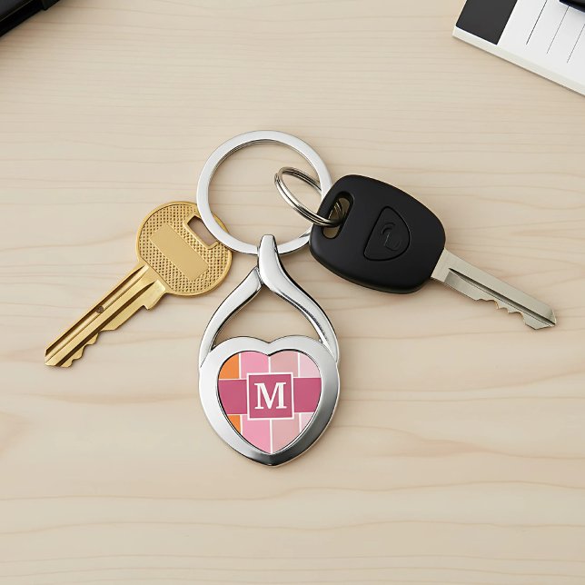 Weite Streifen mit Monogramm Schlüsselanhänger (keychain with monogram for her)