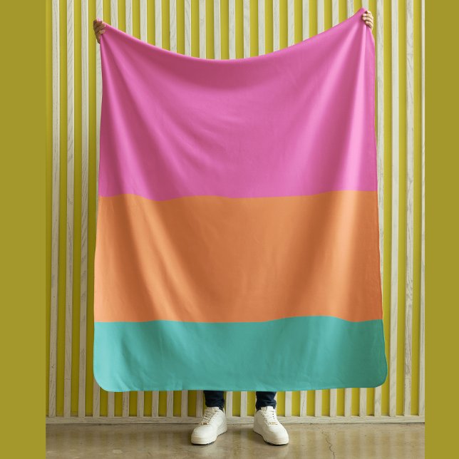 Weite Streifen Rosa Orange und Blau Moderne Fleecedecke (Von Creator hochgeladen)