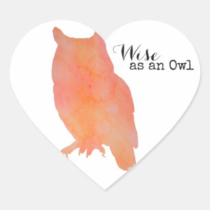 Weite wie eine Owl typografische Wasserfarbe Herz-Aufkleber
