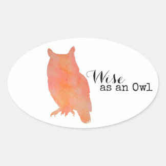Weite wie eine Owl typografische Wasserfarbe Ovaler Aufkleber