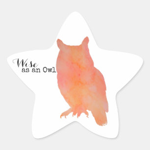 Weite wie eine Owl typografische Wasserfarbe Stern-Aufkleber