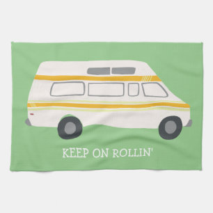 WEITER ROLLEN Retro Campervan Motorhome Wohnmobil Geschirrtuch