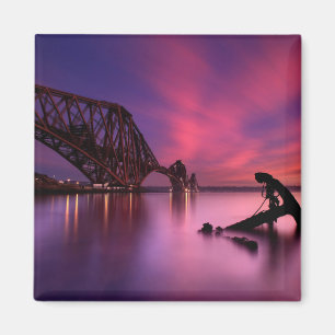 Weiter Schienen-Brücke an Sonnenuntergang Magnet