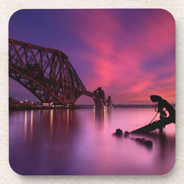 Weiter Schienen-Brücke an Sonnenuntergang | Untersetzer (Vorderseite)