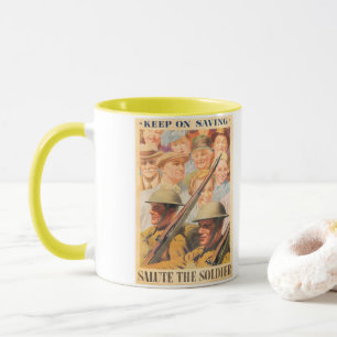 Weiter Sparen. Nachdruck eines britischen Kriegspl Tasse