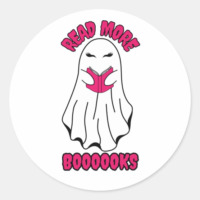 Weitere Bücher Halloween Ghost Pink Runder Aufkleber (Vorderseite)