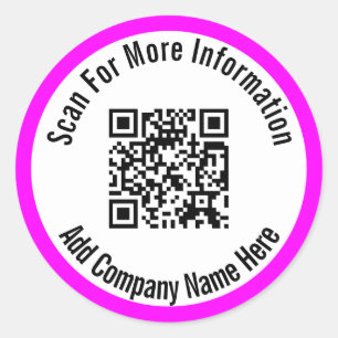 Weitere Informationen suchen Magenta White QR Code Runder Aufkleber