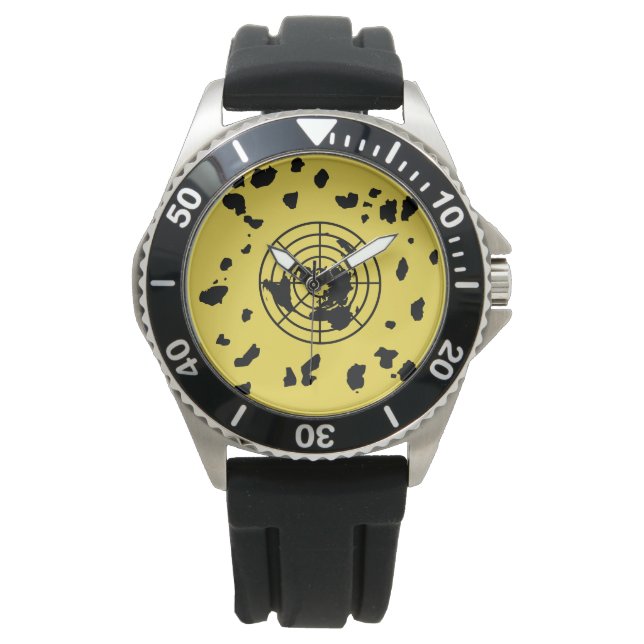 WEITERE LAND #GLOBEXIT Watch (gelber Hintergrund) Armbanduhr (Vorderseite)