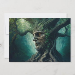 Weites Gesicht im antiken Baumwald Feiertagskarte