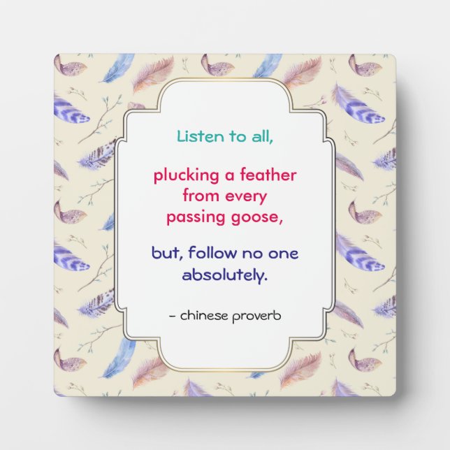 Weites inspirierendes Motivierend Chinesisches Spr Fotoplatte (Vorderseite)