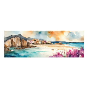 Weites Seascape Mediterranes Dorf am Meer Fotodruck