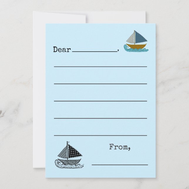 Weitgeflechte Segelboote, die Papier schreiben Kid Einladung (Vorderseite)