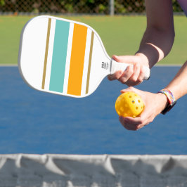 Weitläufige Aqua Golden Yellow Racing Streifen auf Pickleball Schläger