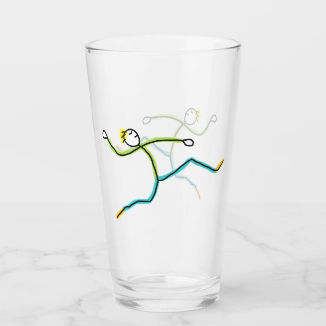 Weitsprung Stickman Glas (Vorderseite)