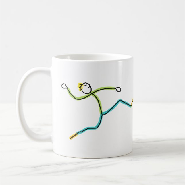 Weitsprung Stickman Kaffeetasse (Links)
