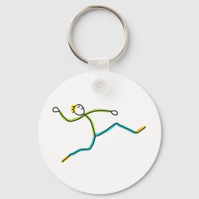 Weitsprung Stickman Schlüsselanhänger (Vorderseite)