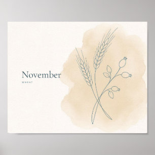 Weizen Botanischer Kunstdruck November Poster