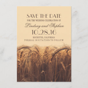 Weizen-Hochzeit im Herbsts-Save the Date Save The Date