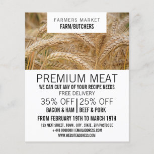 Weizen in Feld-, Bauer- und Butcherwerbung Flyer