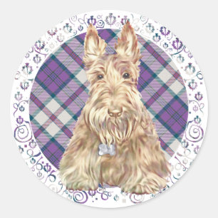 Weizen Scottie Tartan Runder Aufkleber