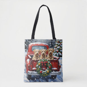 Weizen-Terrier-Weihnachten-Rotes-Lieferwagen-Weihn