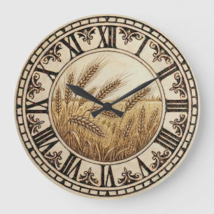Weizen-Wanduhr   Farmhouse-Dekor  Große Wanduhr