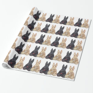 Weizenfarbene und schwarze Scottie-Hunde Geschenkpapier