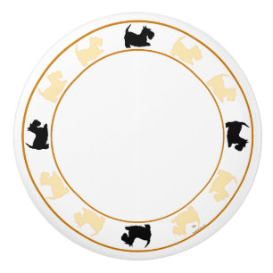 Weizenfarbene und schwarze Scottish Terrier Keramikknauf