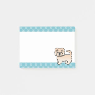 Weizenfarbener Norfolk-Terrier Cartoon-Hund mit bl Post-it Klebezettel