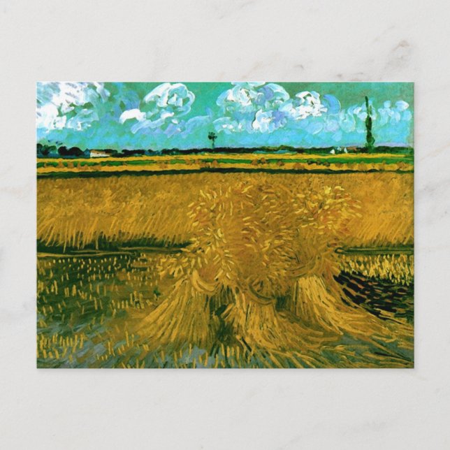 Weizenfeld mit Blättern, Van Gogh Fine Art Postkarte (Vorderseite)