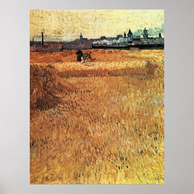 Weizenfeld mit Blick auf Arles von van Gogh Poster (Vorne)