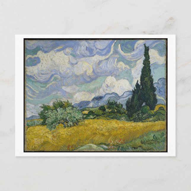 Weizenfeld mit Zypressen Malerei von Van Gogh Postkarte (Vorderseite)