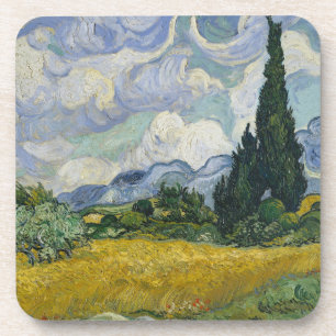 Weizenfeld mit Zypressen, Ölmalerei, Van Gogh Getränkeuntersetzer