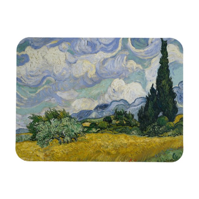 Weizenfeld mit Zypressen, Ölmalerei, Van Gogh Magnet (Horizontal)