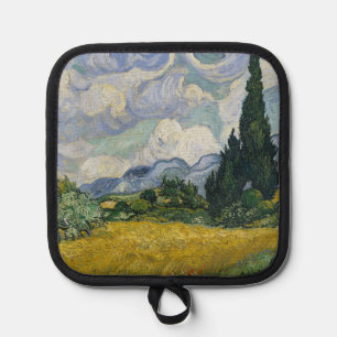 Weizenfeld mit Zypressen, Ölmalerei, Van Gogh Topflappen
