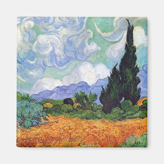Weizenfeld mit Zypressen Van Gogh Kunsthandwerk Magnet (Vorne)