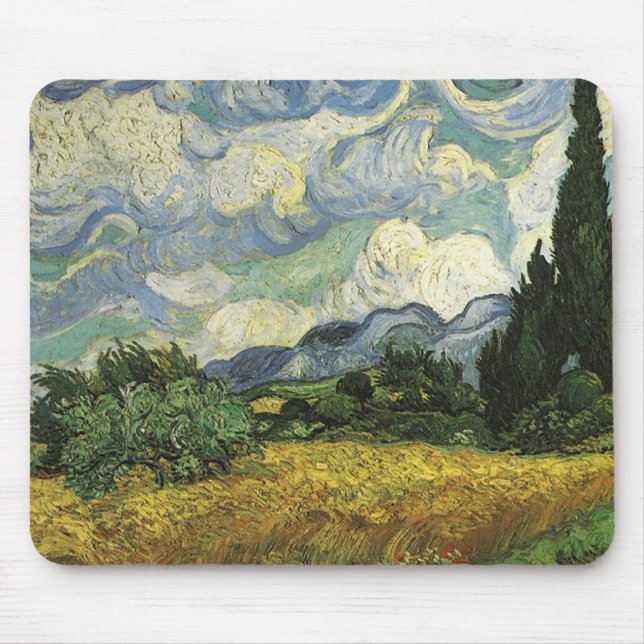 Weizenfeld mit Zypressen, Vincent Van Gogh Mousepad (Vorne)