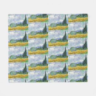 Weizenfeld mit Zypressen von Van Gogh Fleecedecke
