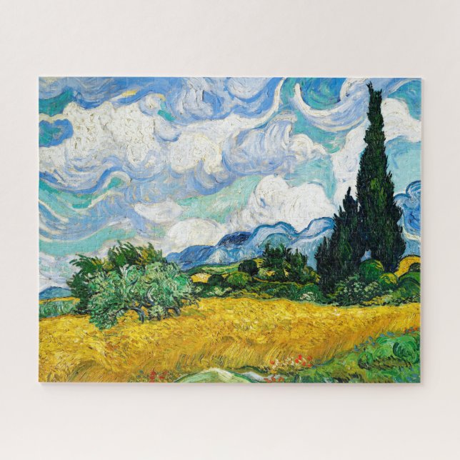 Weizenfeld mit Zypressen von Van Gogh Puzzle (Horizontal)
