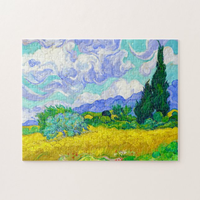 Weizenfeld mit Zypressen von Vincent Van Gogh art Puzzle (Horizontal)
