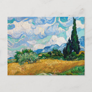 Weizenfeld mit Zypressen von Vincent van Gogh Postkarte