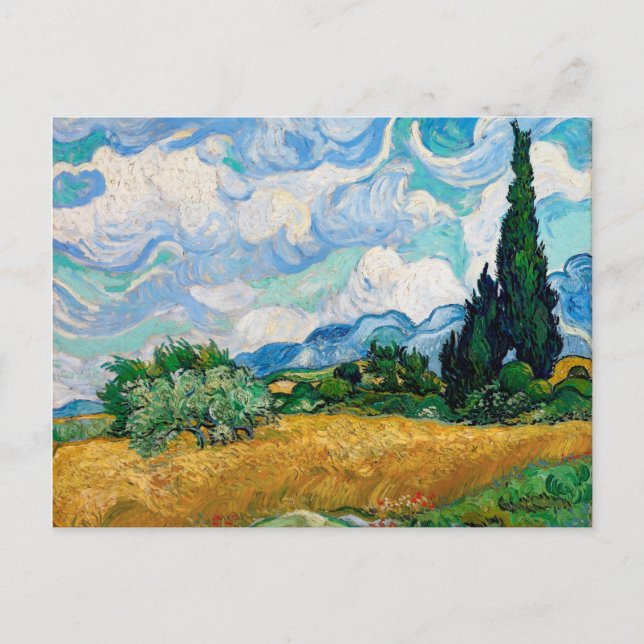 Weizenfeld mit Zypressen von Vincent van Gogh Postkarte (Vorderseite)