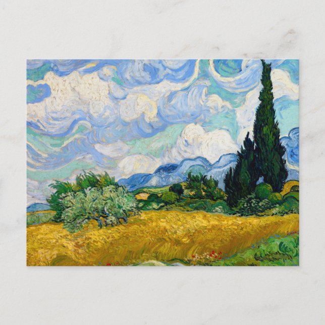 Weizenfeld mit Zypressen von Vincent Van Gogh Postkarte (Vorderseite)