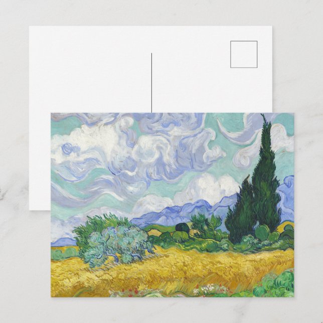 Weizenfeld mit Zypressen von Vincent van Gogh Postkarte (Vorne/Hinten)
