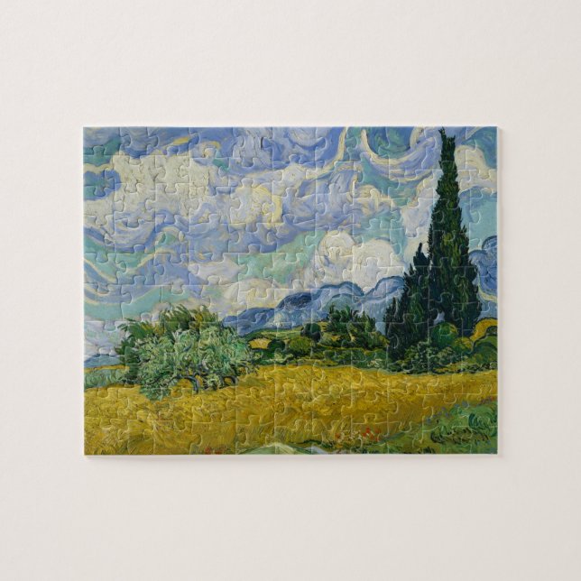 Weizenfeld mit Zypressen von Vincent van Gogh Puzzle (Horizontal)