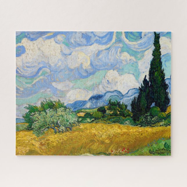 Weizenfeld mit Zypressen von Vincent Van Gogh Puzzle (Horizontal)