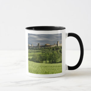 Weizenfeld und ferner Monteriggioni, im Tasse