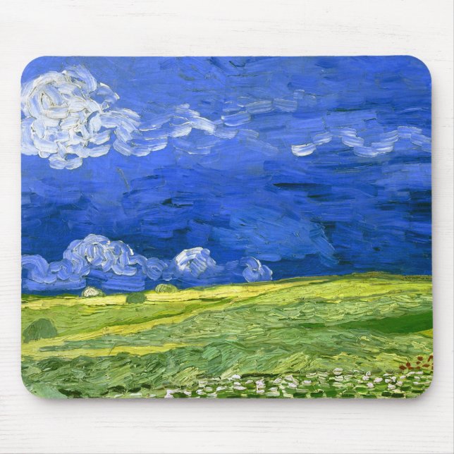 Weizenfeld unter bewachtem Himmel Van Gogh Fine Ar Mousepad (Vorne)